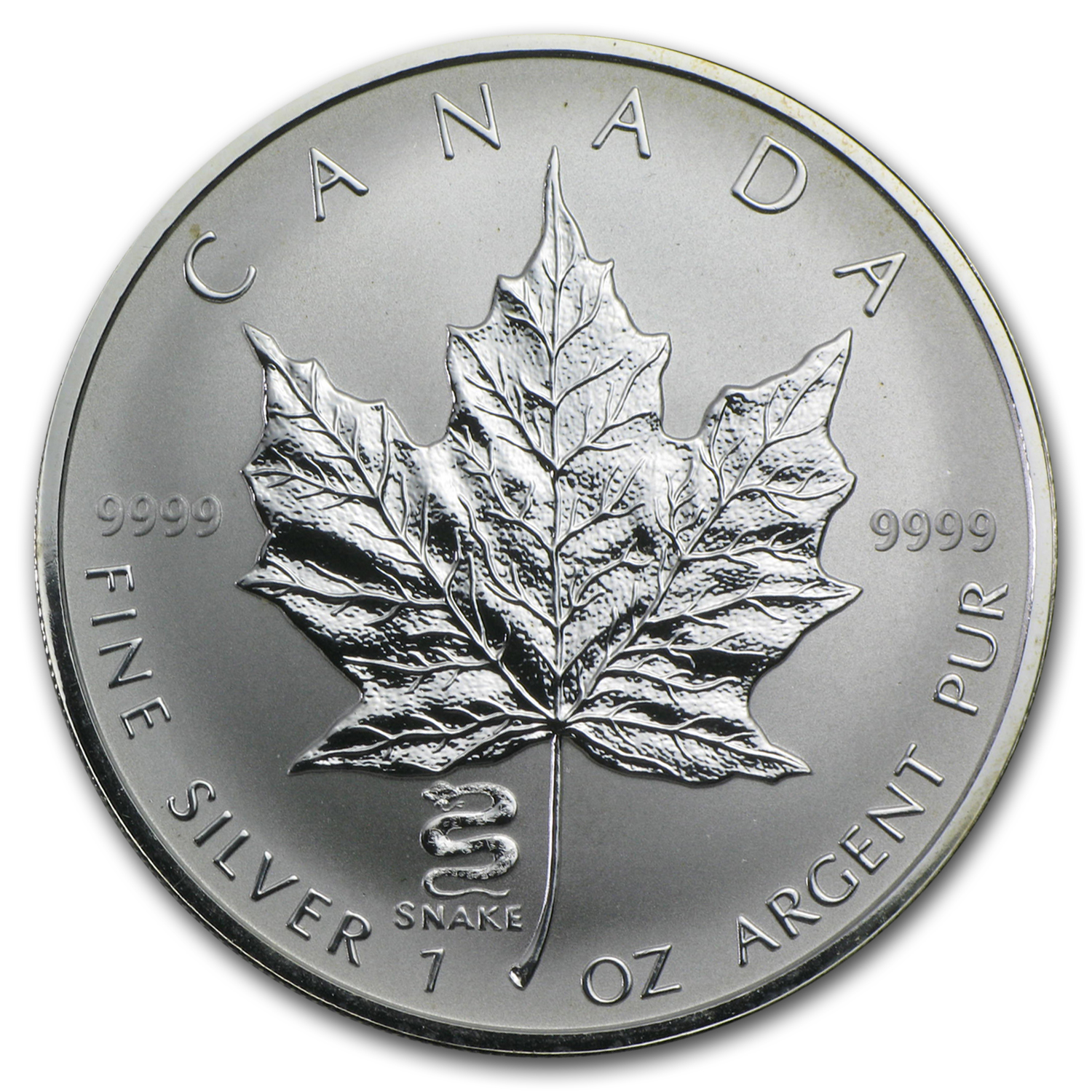 2013 Canada 1oz Silver Maple Leaf Reverse Proof Snake Privy In Capsule